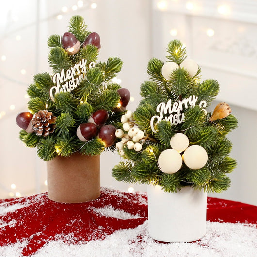 Adornos Navideños LED Piñas de Pino Miniatura Norbison para Árbol de Escritorio - Image 2