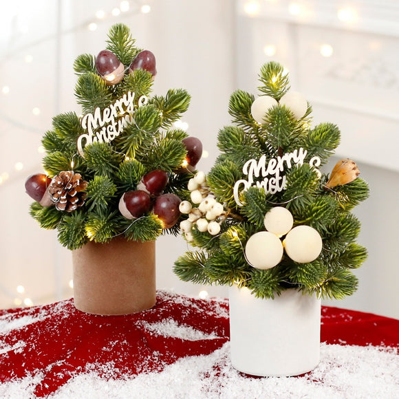 Adornos Navideños LED Piñas de Pino Miniatura Norbison para Árbol de Escritorio