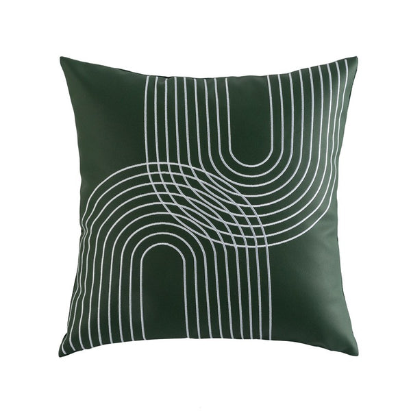 Funda de Almohada de Cuero PU con Diseño Geométrico y Tela Tecnológica - Image 6