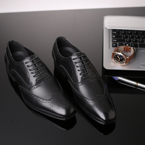 Zapatos de Cuero Ejecutivo Tallados a Mano - Estilo Británico Premium