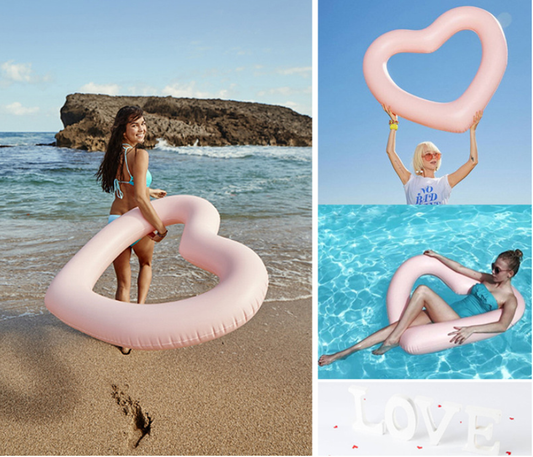 Flotador Corazón Gigante 120cm - Colchoneta Inflable de Piscina Premium