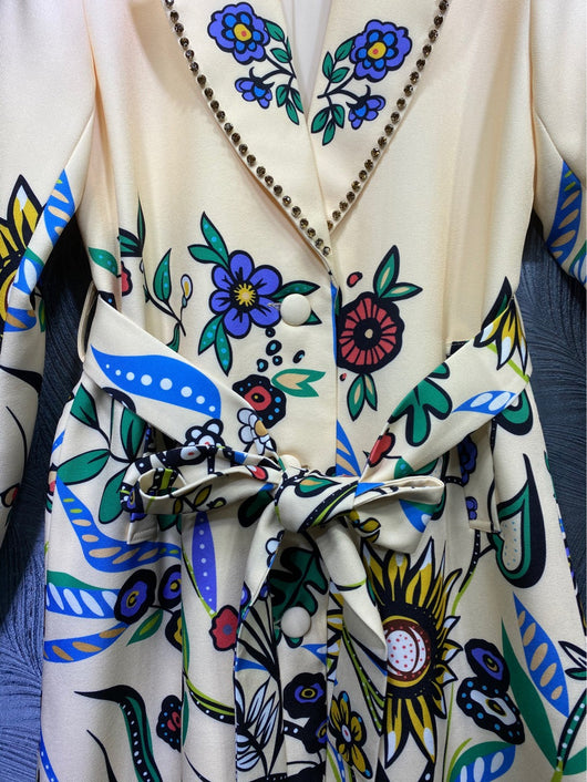Abrigo Trench Midi con Estampado de Cuentas en Solapa - Image 3