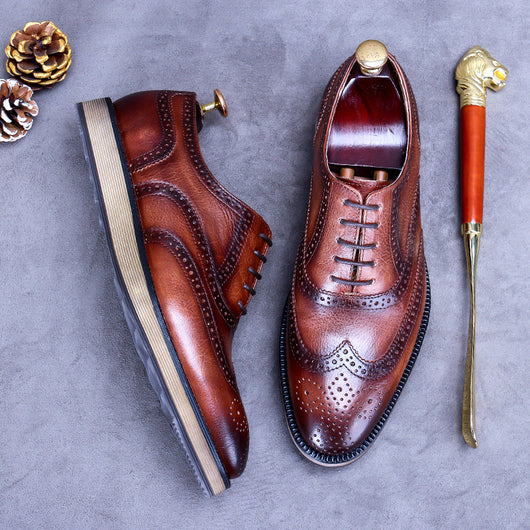 Zapatos Brogue Ejecutivos Hombre Estilo Británico Retro Grabado - Image 9