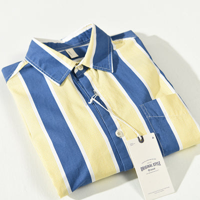 Camisa Holgada de Hombros Caídos con Rayas para Hombre - Image 10