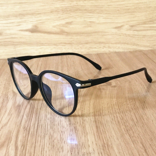 Pink round-frame anti-blue light glasses with clear lenses and small silver accents on the temples. - Image 4