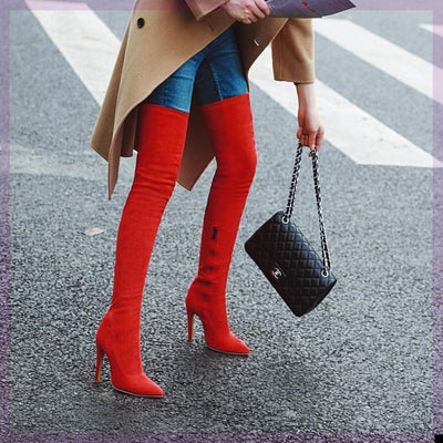 Botas Rojas Altas con Caña Elástica para Mujer - Image 8