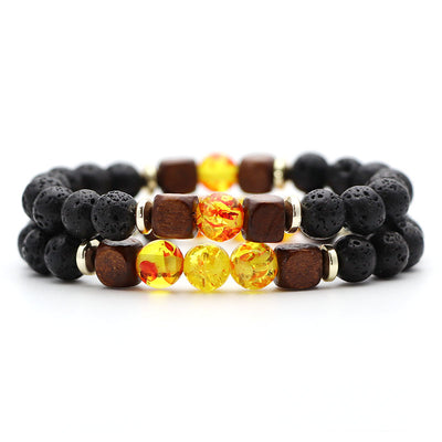 Pulsera de Piedra Volcánica Lava y Ojo de Tigre - Image 26