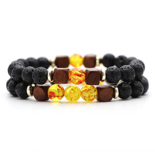 Pulsera de Piedra Volcánica Lava y Ojo de Tigre - Image 26