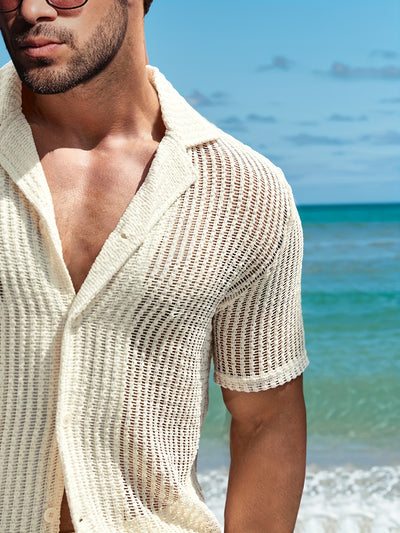 Camisa Henley Retro de Algodón y Lino con Rayas - Casual y Versátil - Image 9