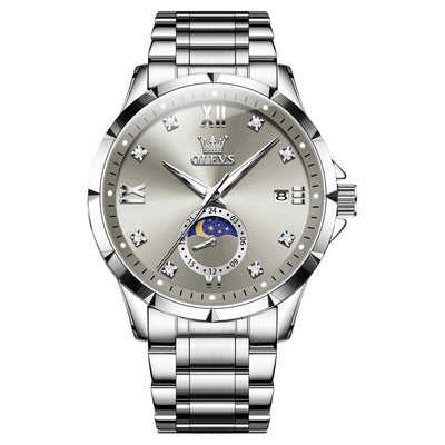 Reloj de Cuarzo para Hombre con Diamantes y Calendario - Elegancia Ejecutiva - Image 2