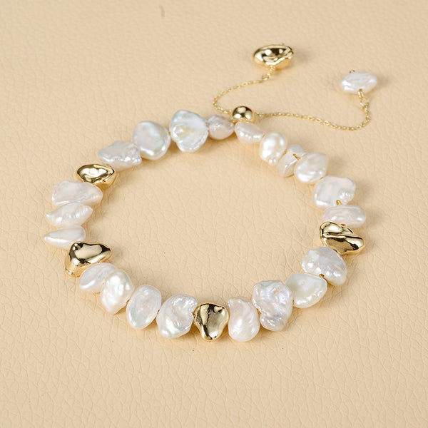 Pulsera Clásica Vintage de Metal y Perlas Estilo Europeo