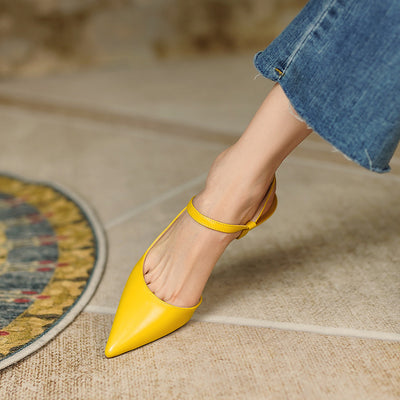 Sandalias Stiletto Punta Aguda con Hebilla de Cuero para Mujer - Image 13