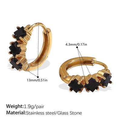 Aretes de Acero Inoxidable con Cristales Brillantes - Elegancia Refinada - Image 12