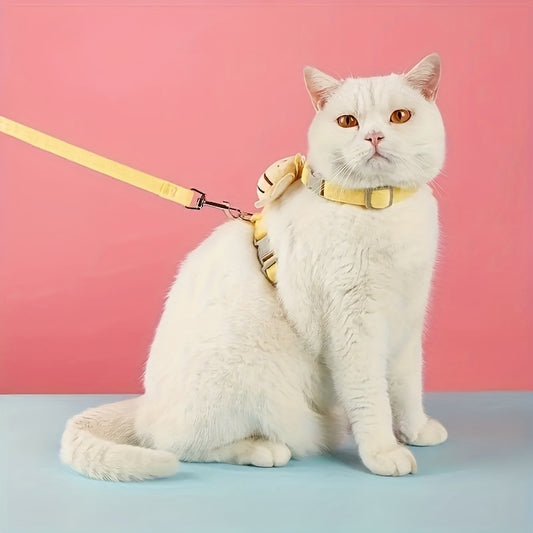 Arnés de Gato Ajustable Antiescapes con Diseño Cuadros Abeja - Juego Completo con Correa para Gatos Pequeños y Grandes - Image 2