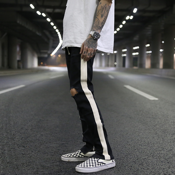 Jeans Skinny Blancos Rotos con Cierre Rasgado y Stretch