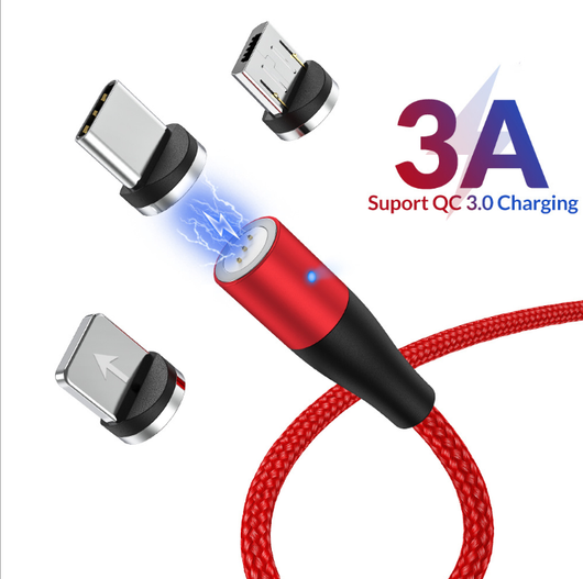 Cable Magnético 3 en 1 de 3A - Carga Rápida Universal
