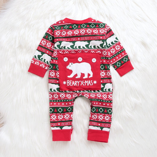 Mameluco Navideño para Bebé con Diseño Cuadros y Motivo Santa - Image 3