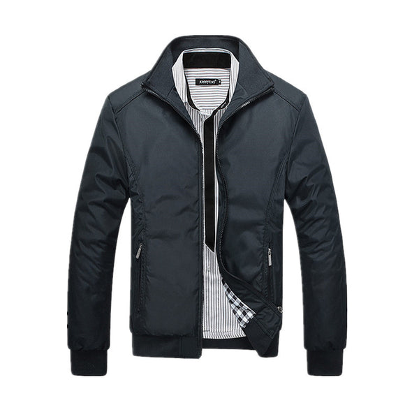 Chaqueta Casual de Cuello Alto para Hombre Talla Grande