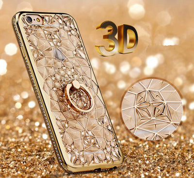 Funda para Teléfono con Acabado de Platino y Diamantes