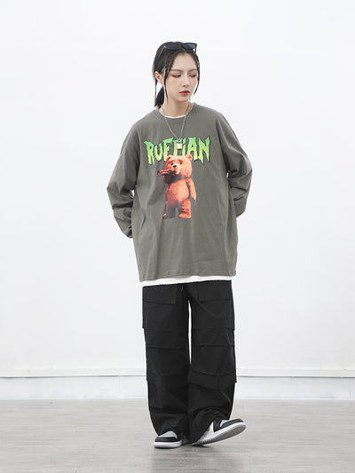 Playera Manga Larga Estampado Oso Japonés para Hombre - Image 2