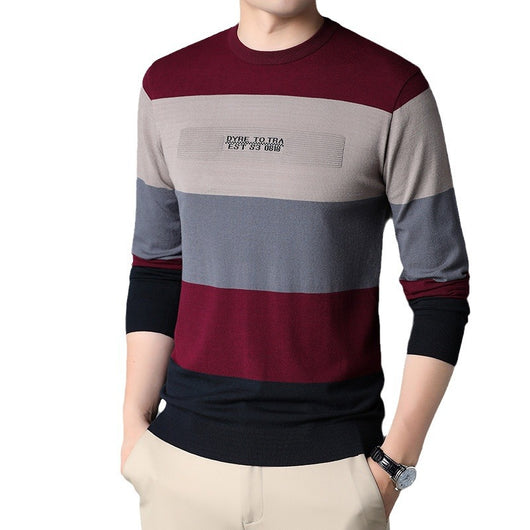 Suéter Cuello Redondo a Rayas para Hombre - Image 5