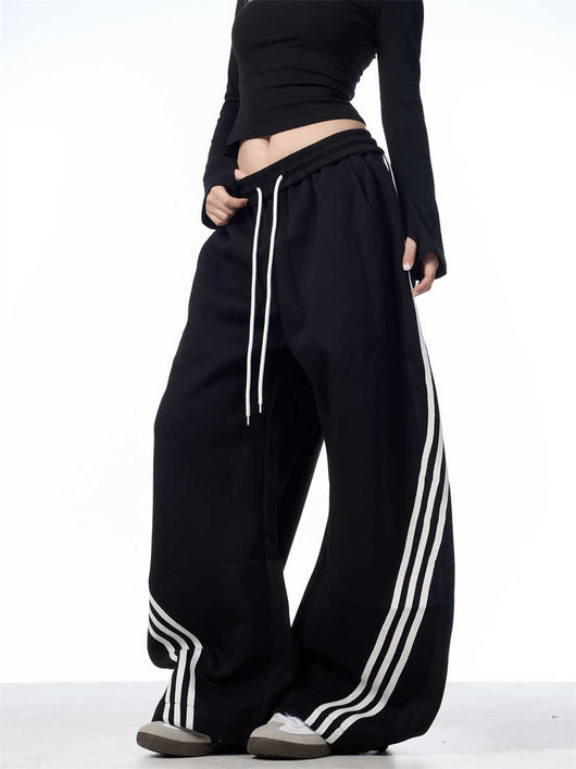 Pantalones Casuales Anchos a Rayas con Cordones - Image 4