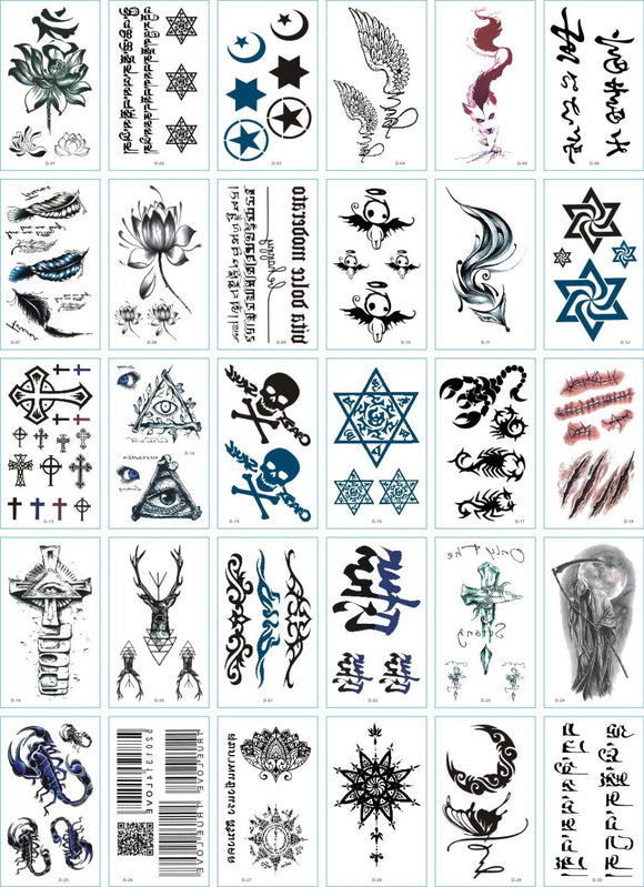 Set de 30 Tatuajes Temporales Adhesivos