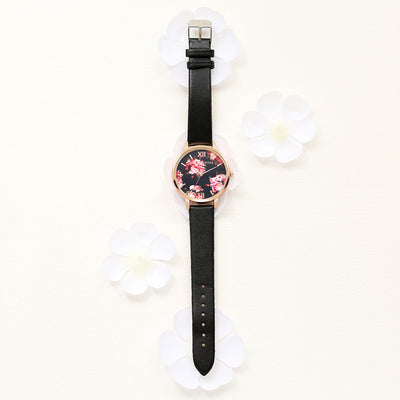 Reloj de Pulsera Lvpai para Mujer en Oro Rosa con Diseño Floral y Correa de Cuero - Image 3