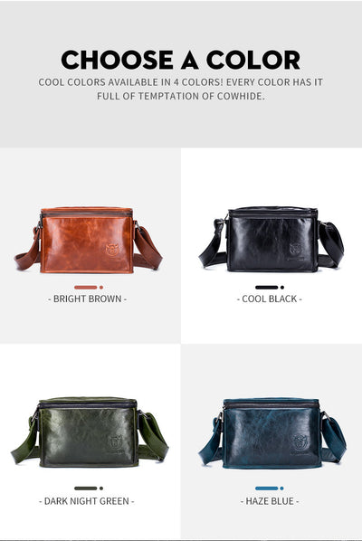Bolso Bandolera Cuero Hombre Pequeño Cuadrado Horizontal - Image 17