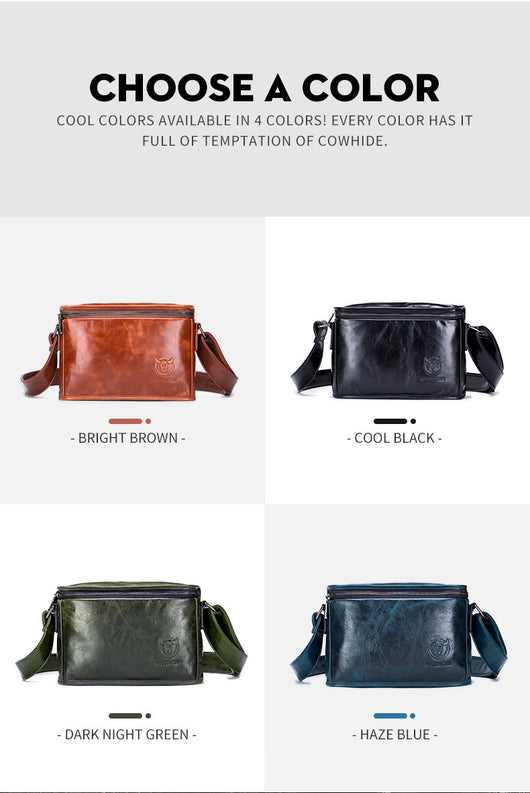 Bolso Bandolera Cuero Hombre Pequeño Cuadrado Horizontal - Image 17