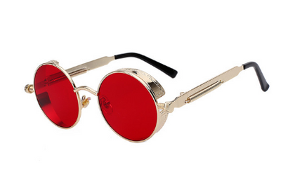 Austin Powers vintage round metal frame sunglasses with clear lenses, gold frames, and black temple tips. - Image 23
