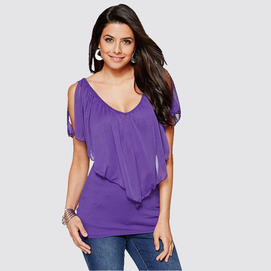 Blusa Suelta de Mujer con Mangas Murciélago en Gasa - Image 3