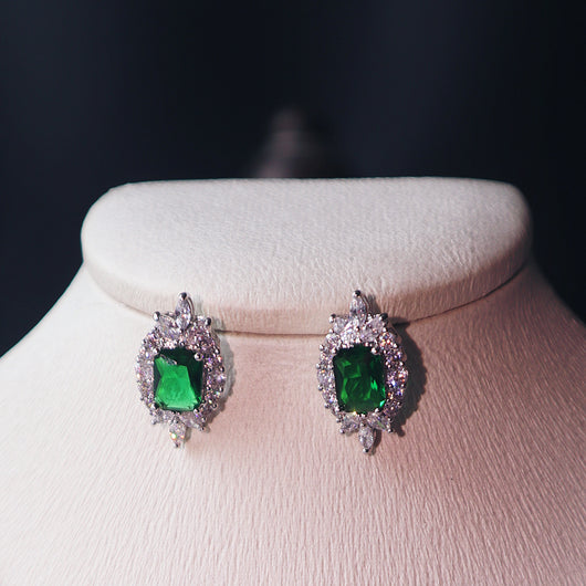 Juego de Collar y Aretes Minimalista Verde Oscuro - Image 4