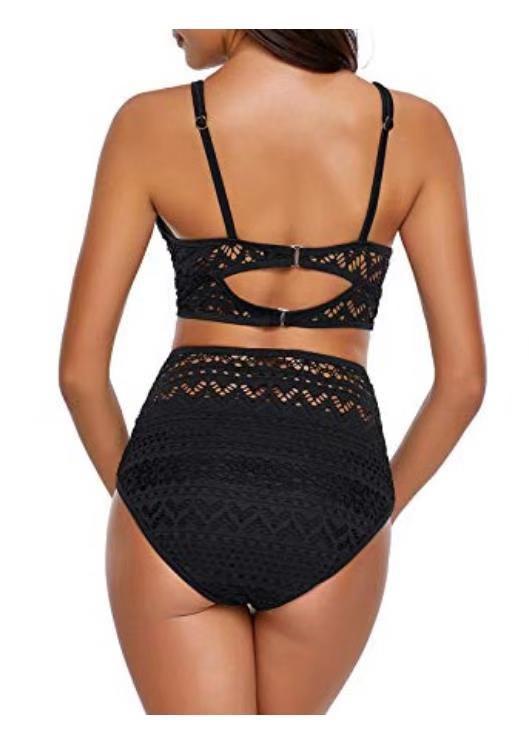 Bikini Enterizo de Cintura Alta con Detalles de Encaje - Image 2
