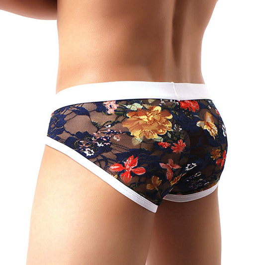 Shorts de Malla Transparente con Encaje para Hombre - Diseño Impreso en Seda Helada - Image 2