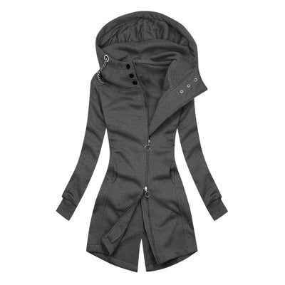 Sudadera con Capucha Casual Bicolor para Mujer con Cierre Deslizante Doble - Image 13