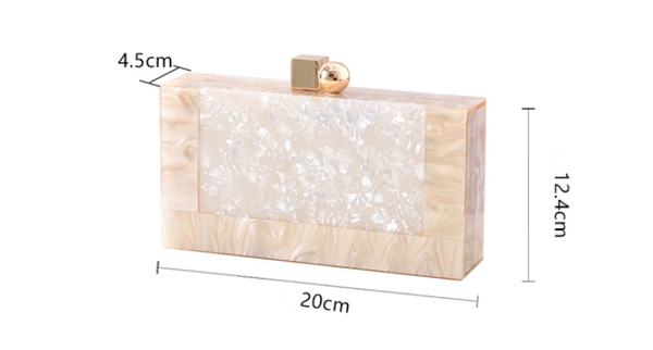 Bolso Clutch Acrílico Marmoleado Blanco