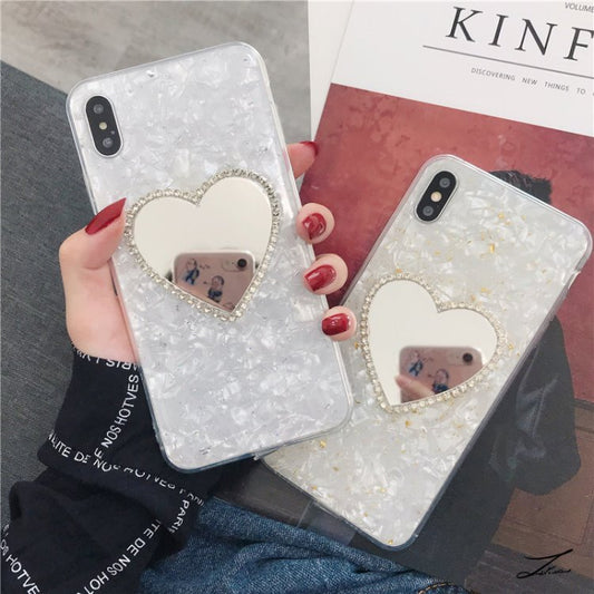 Funda para teléfono con espejo y detalles en pan de oro Love - Image 2