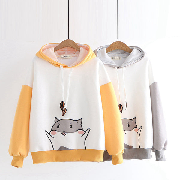 Sudadera con capucha y forro polar bordada de manga larga