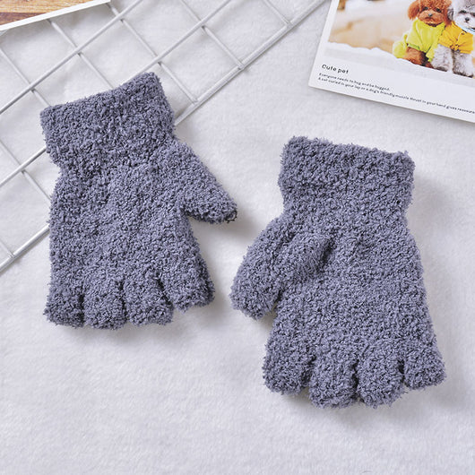Guantes Térmicos Infantiles Mitad Dedo Terciopelo Protección Frío - Image 4