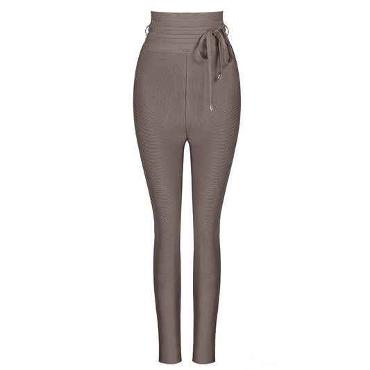 Pantalones Lápiz Cintura Alta Elásticos en Colores Sólidos
