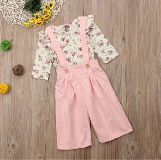 Conjunto de Dos Blusas Infantiles de Manga Larga con Estampado Floral - Image 4