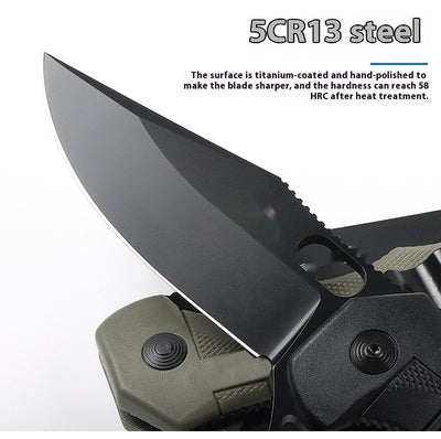 Cuchillo Plegable de Supervivencia Outdoor - Acero Inoxidable con Funda de Nylon - Image 11