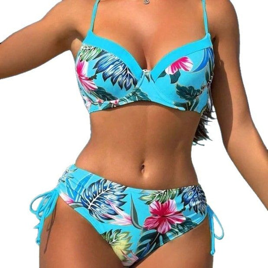 Bikini Estampado con Halter y Tirantes Finos Sexy - Image 5