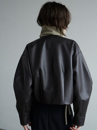 Chaqueta de Cuero Corta Estilo Británico para Mujer - Image 11