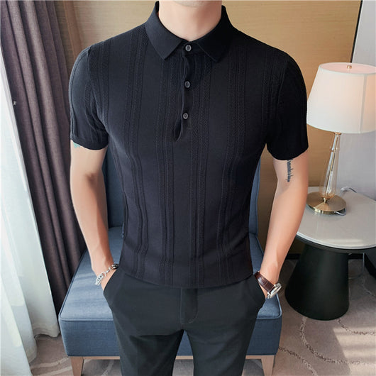 Polo Tejido de Manga Corta para Hombre con Textura y Elasticidad - Image 22