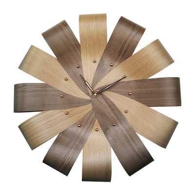Reloj Decorativo de Pared con Pétalos - Chapado en Madera Maciza - Image 3
