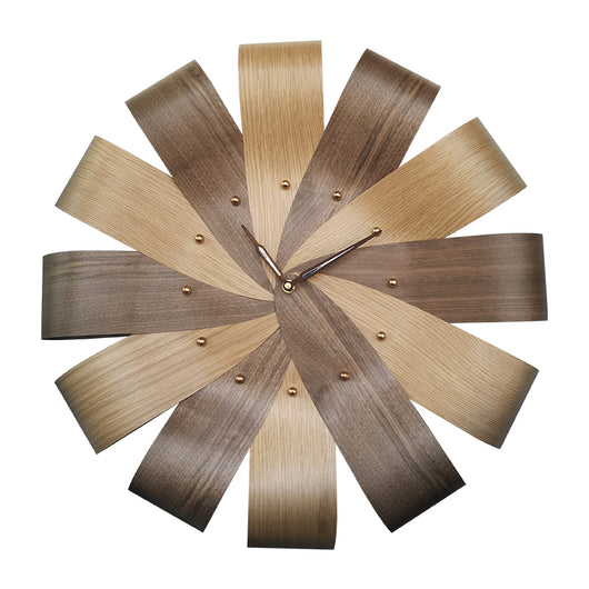 Reloj Decorativo de Pared con Pétalos - Chapado en Madera Maciza - Image 3