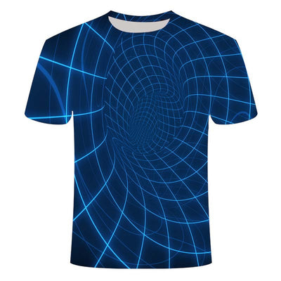 Playera Pareja Estampado 3D Líneas Creativas Unisex - Image 11