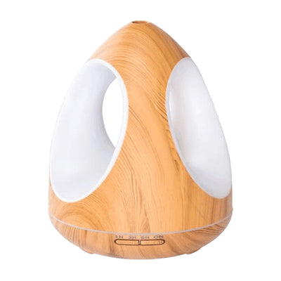 Wood grain essential oil diffuser with purple LED light and cool mist, ideal for yoga, spa, or living room. - Image 4